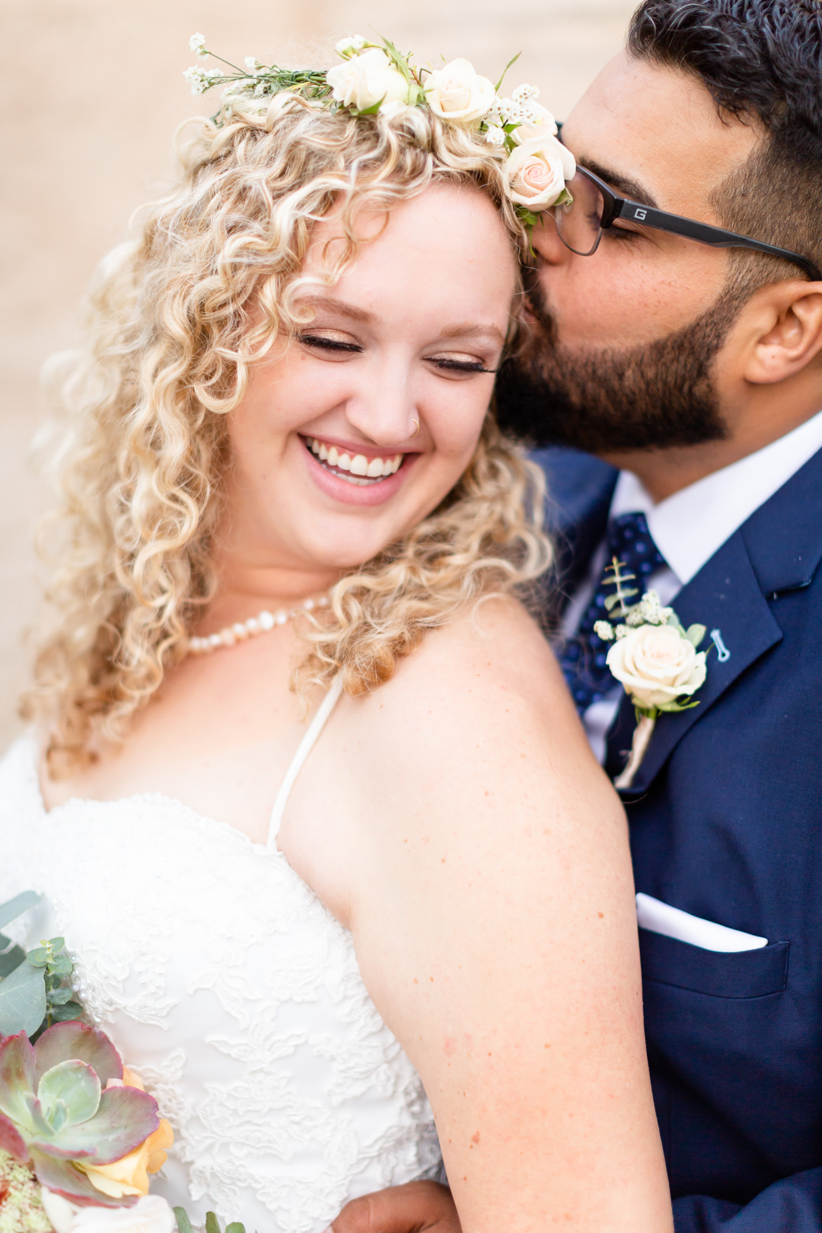 Bride and Groom Portraits with Flowers by Bloom Maven