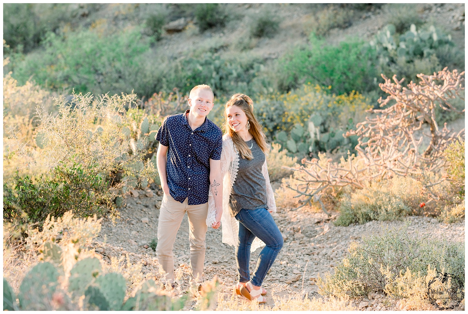 Adorable couple, Madi and Riley, at their engagement session in Tucson, Arizona