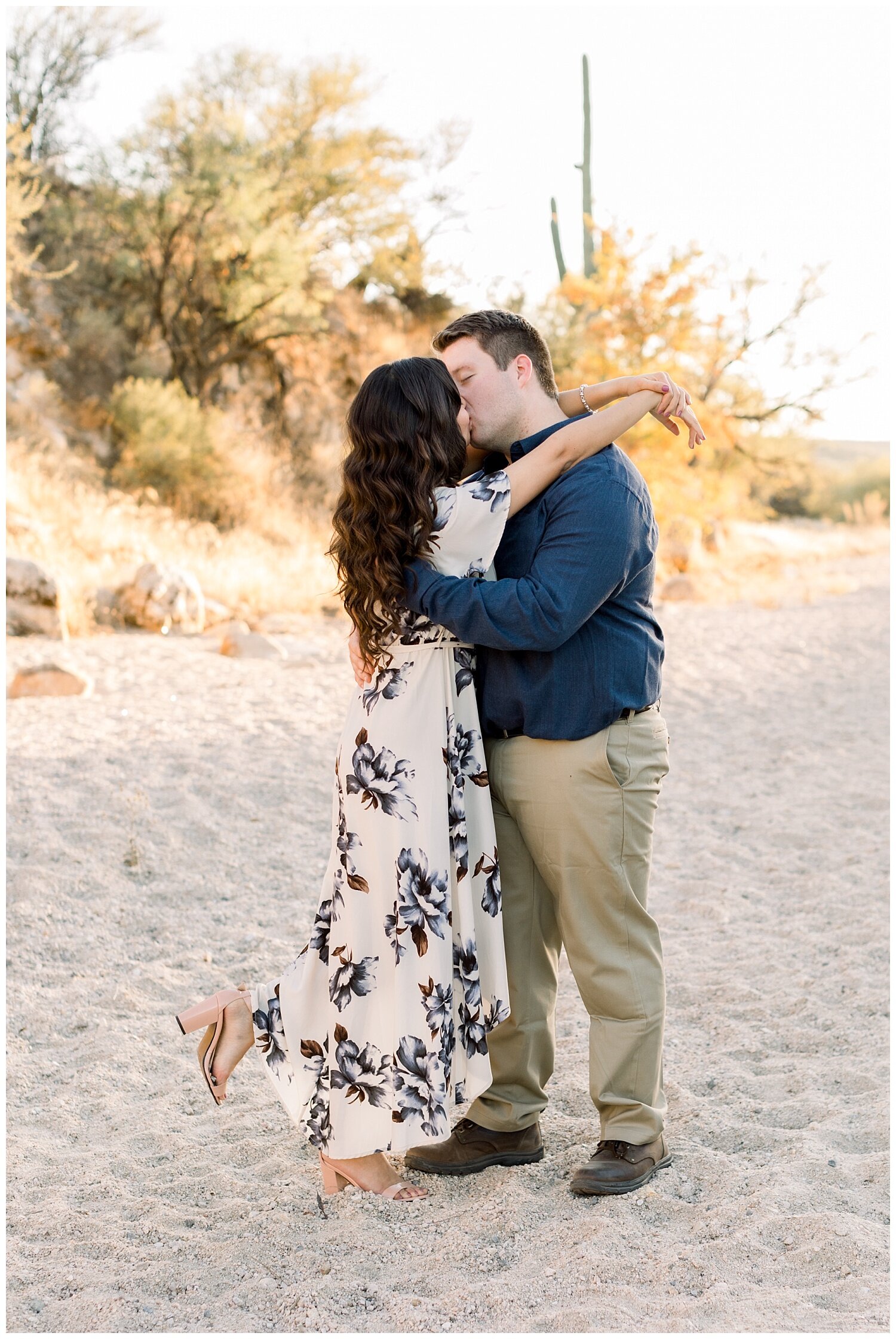 Blue and Ivory dress to wear to desert engagement session.