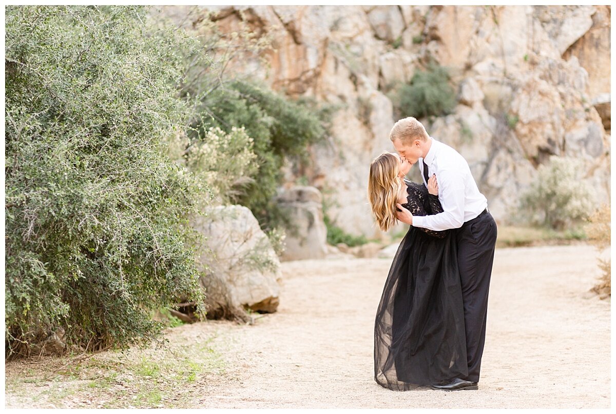 Glamorous and Romantic Tucson Engement Photography by Tucson Wedding Photographer Melissa Fritzsche Photography. Timeless and Romantic Engagement Session in the desert of Tucson. Black and White outfits for engagement session.
