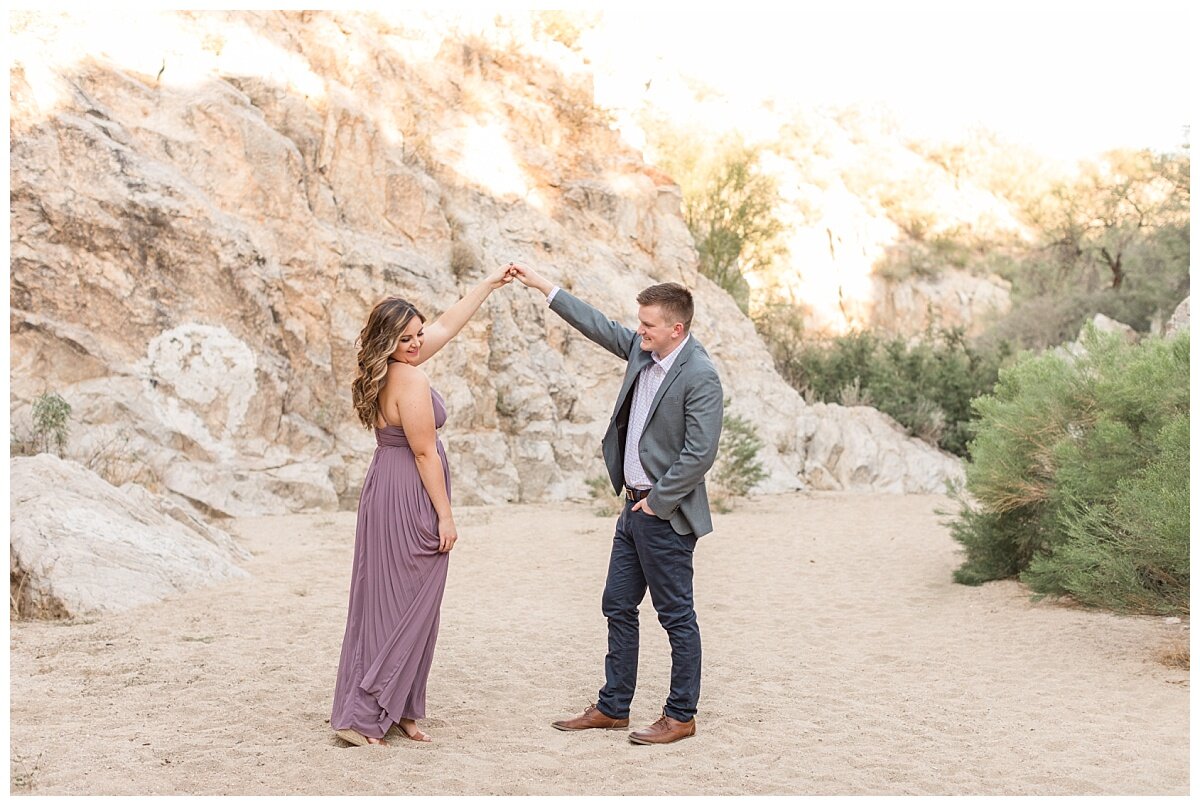 Posing Ideas for couples during their engagement session in the desert. Tucson engagement pictures.