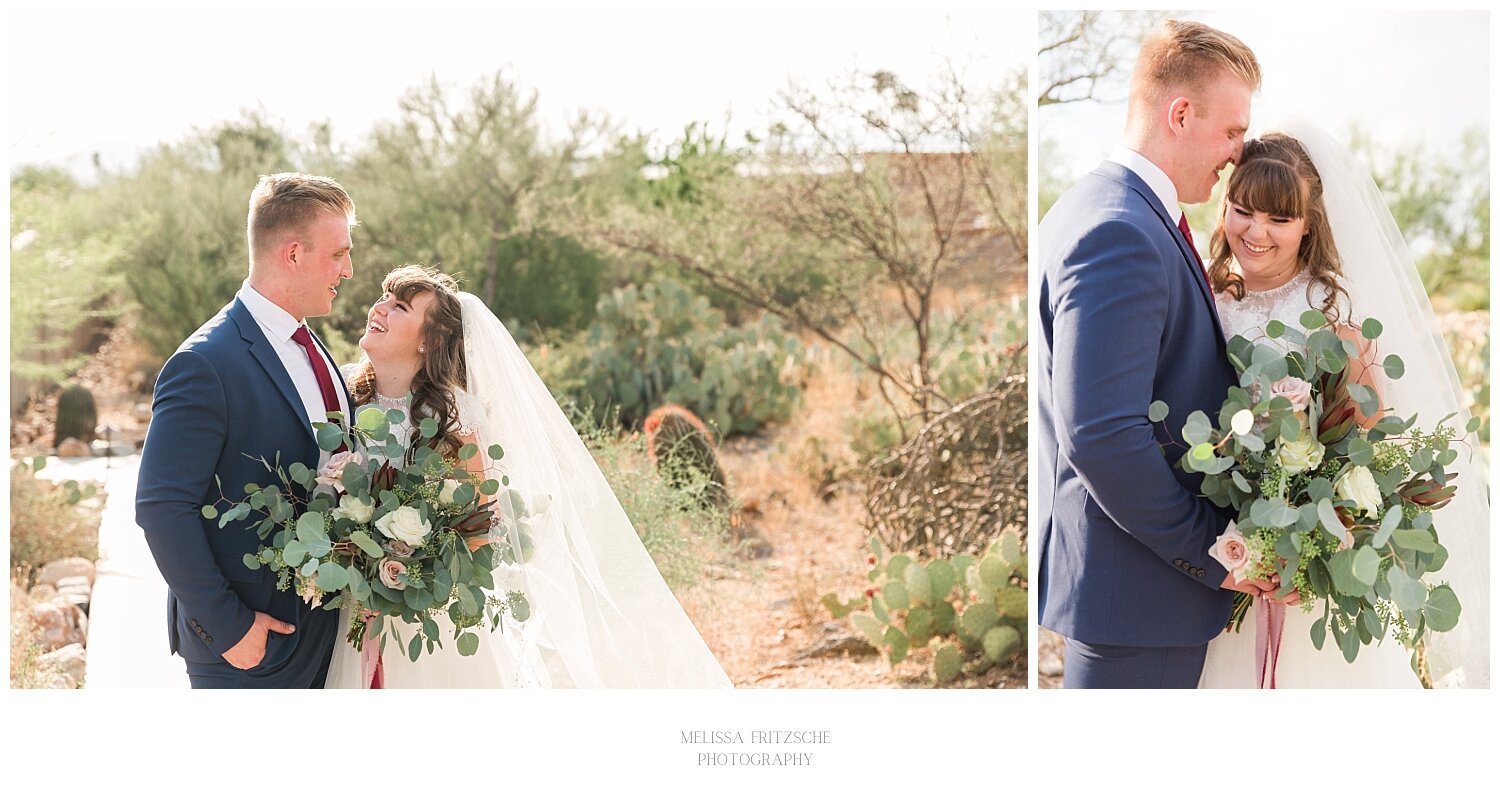 Joyful Wedding Photos of bride and groom in Tucson, Arizona.
