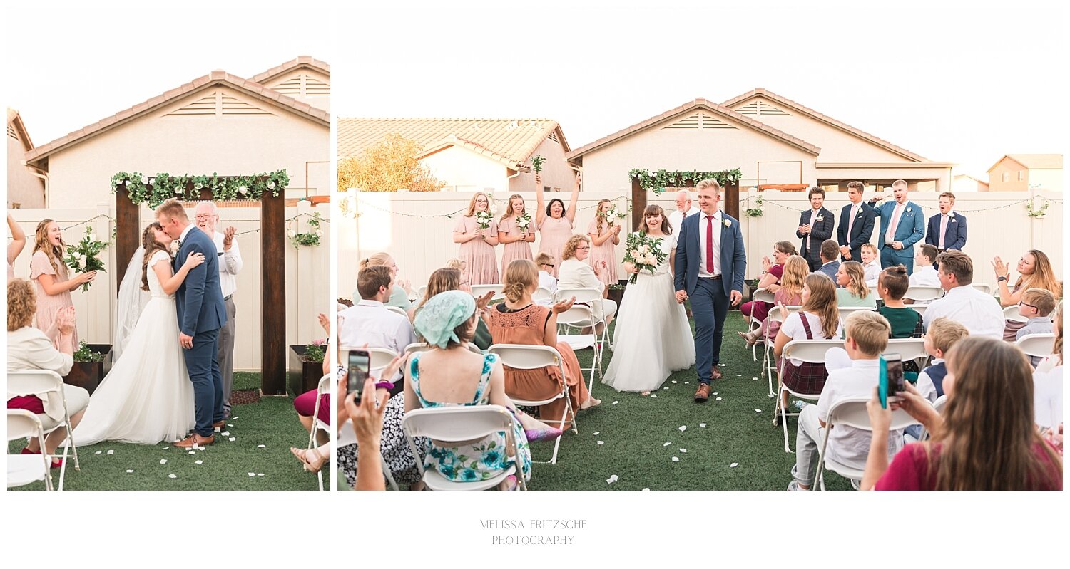 COVID wedding ceremony at Bride’s home in Tucson, Arizona.