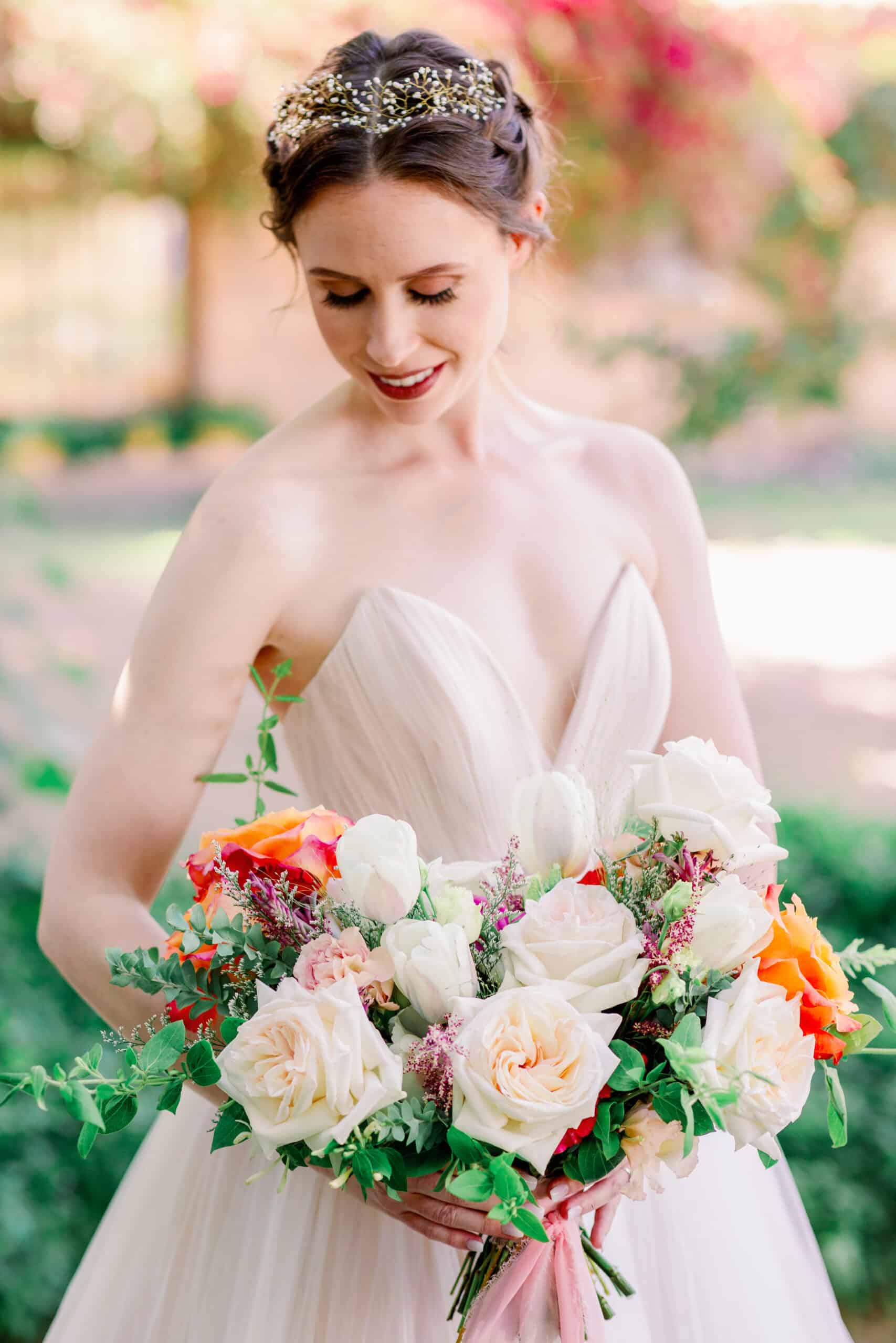 Tucson Wedding at Agua Linda Farms. Wedding Bouquet with roses.