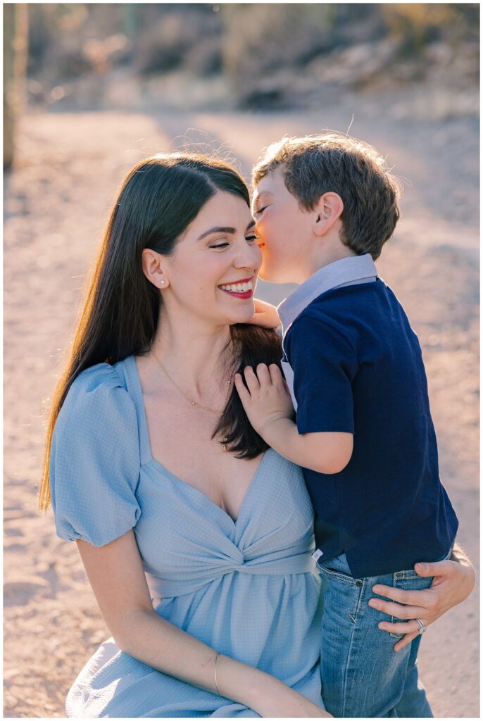 Coordinating Outfits in Blue For Family Photos in Tucson Arizona